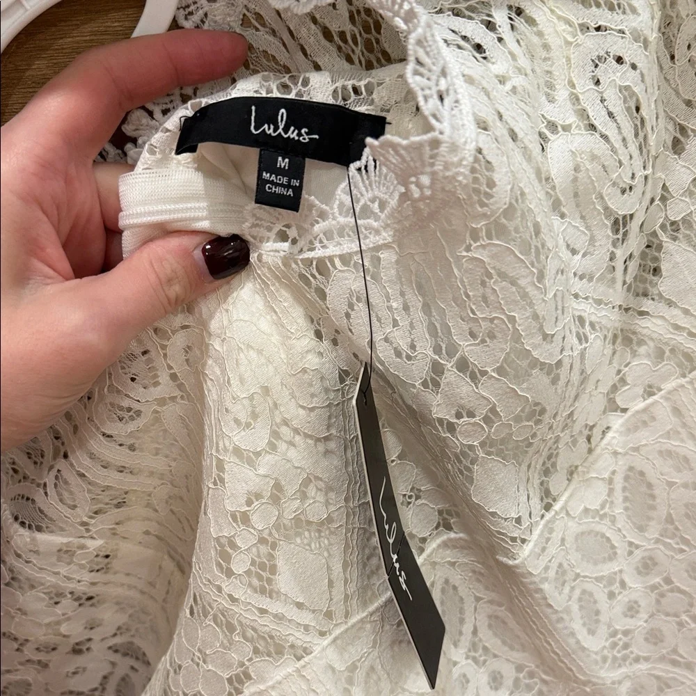 NWT Lulu's Ivory Lace Midi Dress - Picture 2 of 4